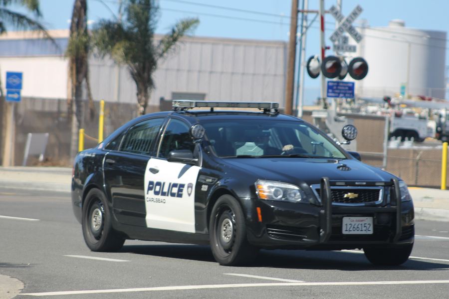 A Carlsbad Police Department patrol vehicle — city-street DUI stops in Carlsbad are CPD's